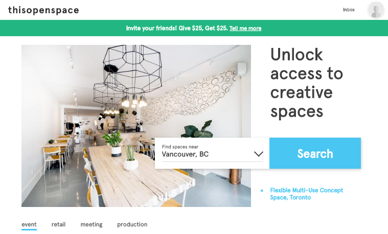 Awesome new event-space rental website